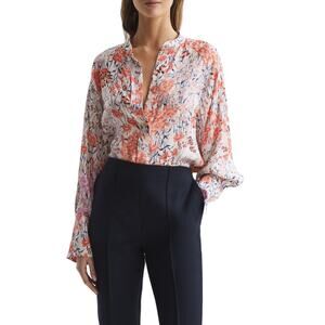 REISS Hallie 100% Cotton Meadow Print Blouse